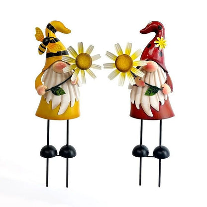 Windmill Sculpture 2Pcs Outdoor Gnome Statue Yard Art Garden Lawn Decor 18x7.5in