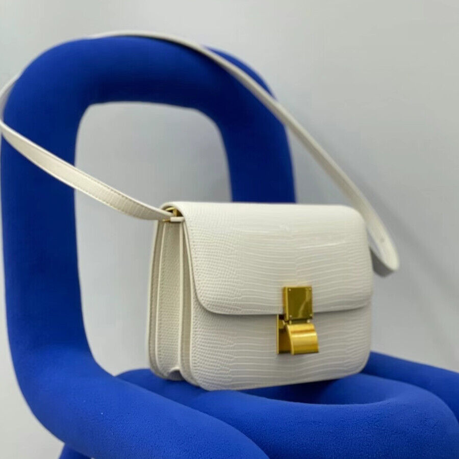 Lizard Effect Real Leather Flap Box bag Shoulder bag Purse Crossbody Square bag