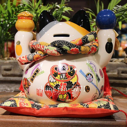 Ceramic Lucky Cat Maneki Neko Fortune Cat Statue FengShui Ornaments Handicraft