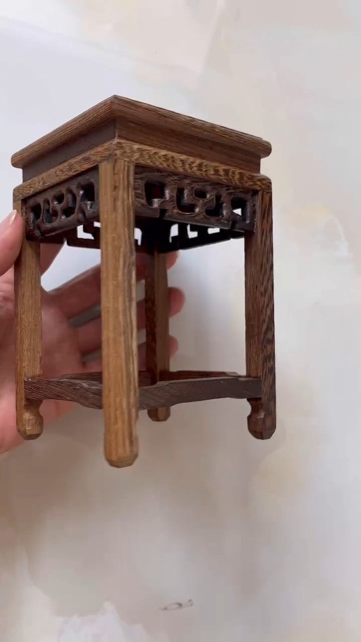 Natural Wenge Wood Display Rack Tank Vase Stone Pot Statue Art Stand Decor