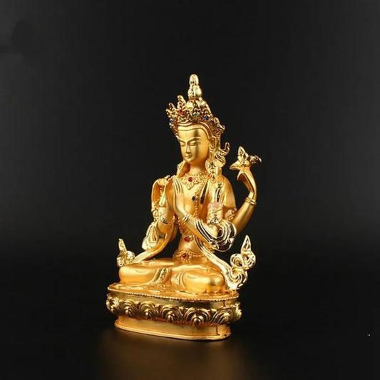 13.6cm Buddhist Bodhisattva Four-Arms Guanyin Tibetan Figure Buddha Statue