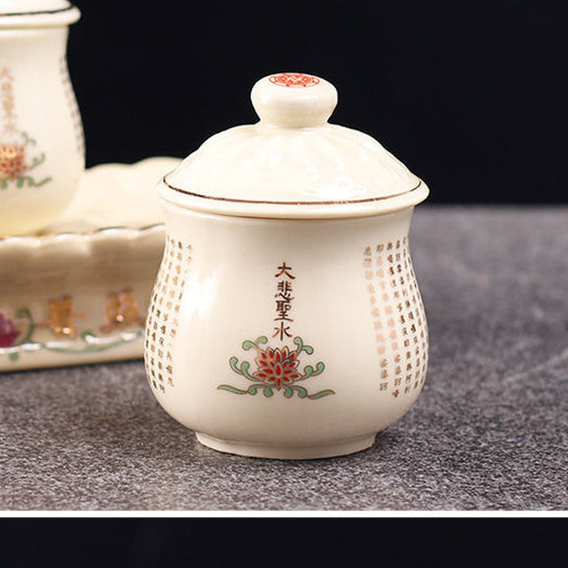New Buddhism Water Supply Cup Holy Water Cup Ceramic Cup Buddhist Supplies Decor