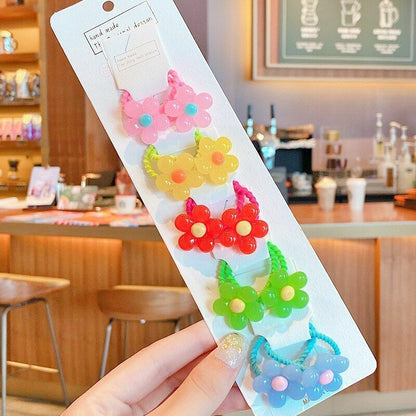 Hair Bands 10/20 Pcs/Bag Shiny Flowers Baby Scrunchies Rubber Kids Accessories