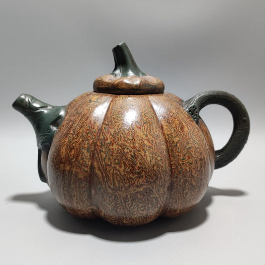 Vintage Chinese Yixing Purple Clay Teapot Zisha Ceremony Ceramic Pumpkin Teaware