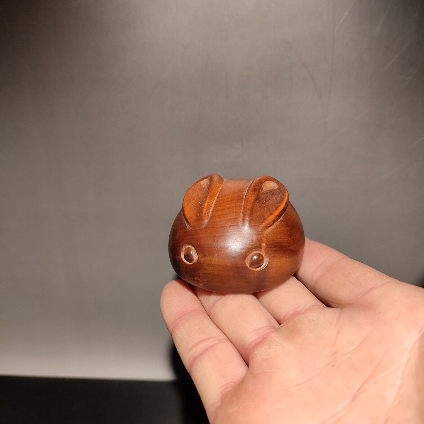vintage christmas elf presents lucky hare rabbit boxwood carving wood mini dear
