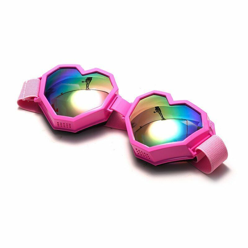 Sunglasses Heart Shaped Goggle One Piece Women Oversized Gradient Lens Eyeglass