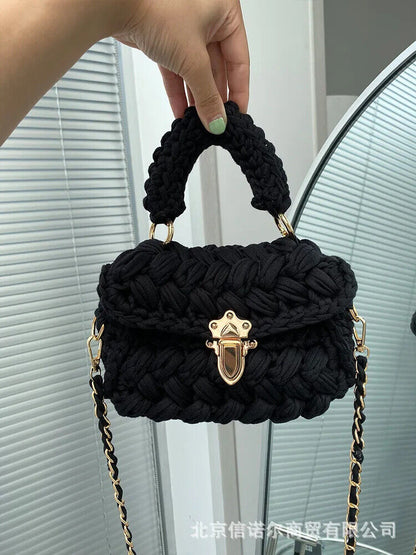 Women Handbag Chains Woven Shoulder Crossbody Bags Women Flap Lady Purses