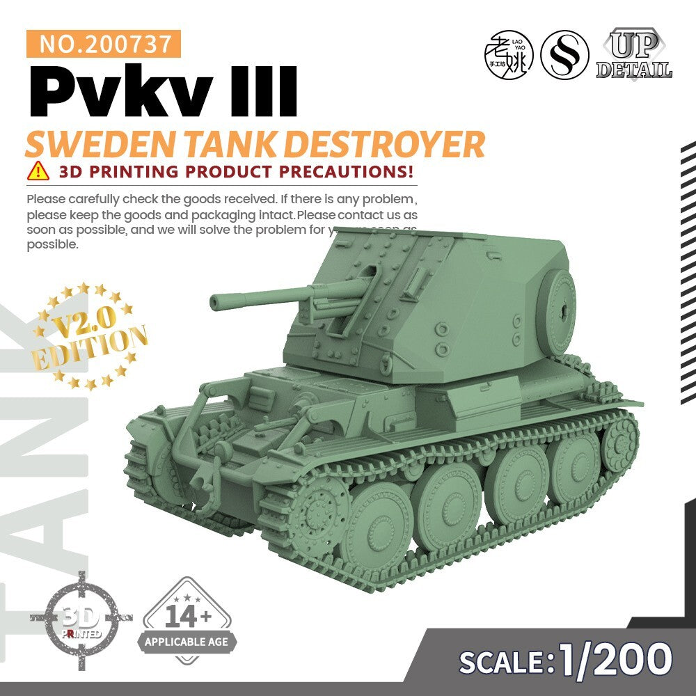 SSMODEL SS200737 1/200 Military Model Kit Sweden Tank Destroyer Pvkv III