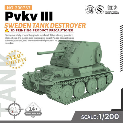 SSMODEL SS200737 1/200 Military Model Kit Sweden Tank Destroyer Pvkv III