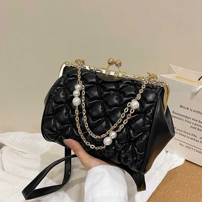 Women's Bag Crossbosy Bag Pleated Handbag Women Pearl Chain Totes Bags Women