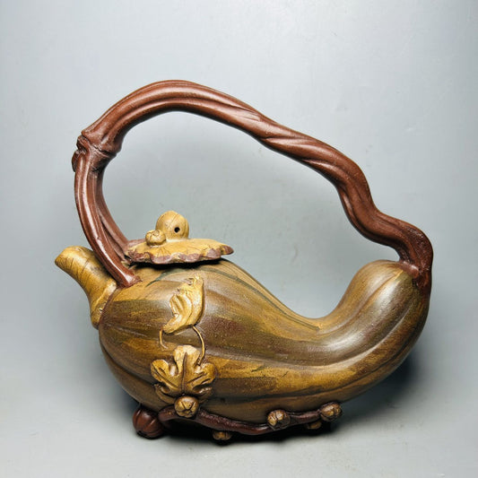 Vintage Chinese Yixing Purple Clay Teapot Zisha Ceremony Pumpkin Tea Set Rare