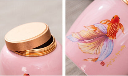 Canister With Lid Sealed Jar For Loose Tea Small Size Porcelain Floral Print New