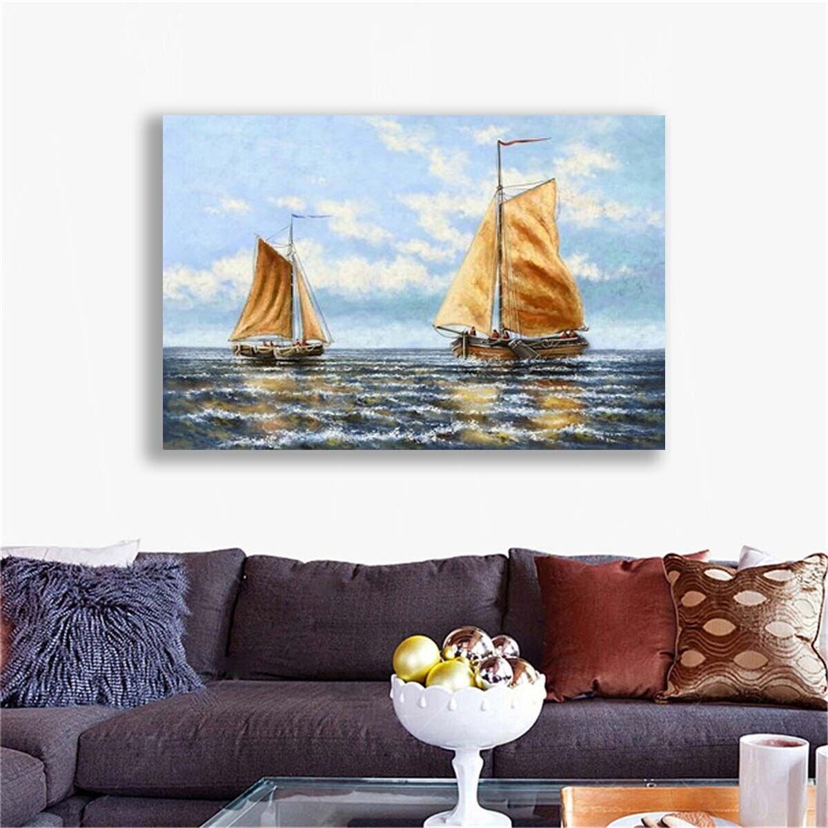 Sailboat Canvas Painting Wall Art Poster HD Print for Living Room Home Decor