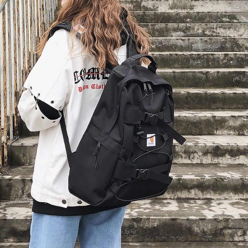 Large Backpacks Solid Zipper Purse Traveling Bags 33*17*43 CM Oxford Nylon Black