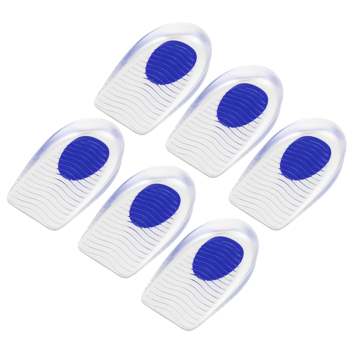 6Pcs Silicone Heel Support Cup Pads Ripple Pattern Blue Size 40-46