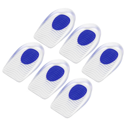 6Pcs Silicone Heel Support Cup Pads Ripple Pattern Blue Size 40-46