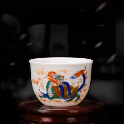150ml Jade Porcelain Kung Fu Tea Cup Creative Pattern Dragon Tiger Teacups