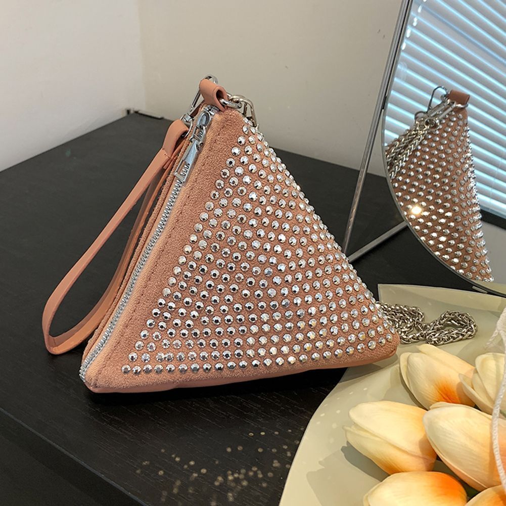 Shoulder Bag Pillow Crossbody Bags Shiny Triangular Big Zipper 19*17*16cm White