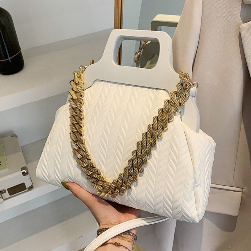 Clip Shell Bag Chain Crossbody Fold Totes Evening Clutch Handbag Shoulder Purse