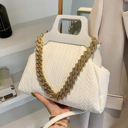 Clip Shell Bag Chain Crossbody Fold Totes Evening Clutch Handbag Shoulder Purse