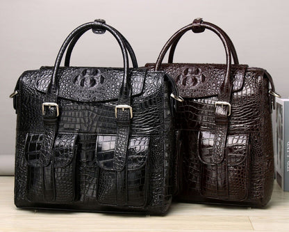 Top Cowhide Crocodile Alligator Embossed Handbag Men's Luxury Business Briefcase