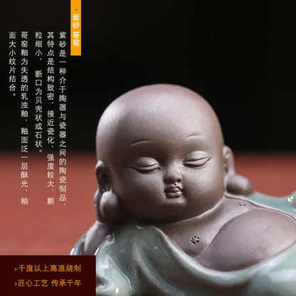 Little Monk Purple Sands Tea Pet 8.9cm 3.5in Tea Play Kung Fu Tea Set Decoration