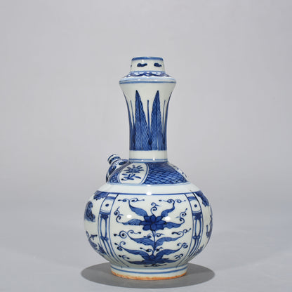 8.3" China Antique ming dynasty Porcelain wanli mark Blue white character Teapot