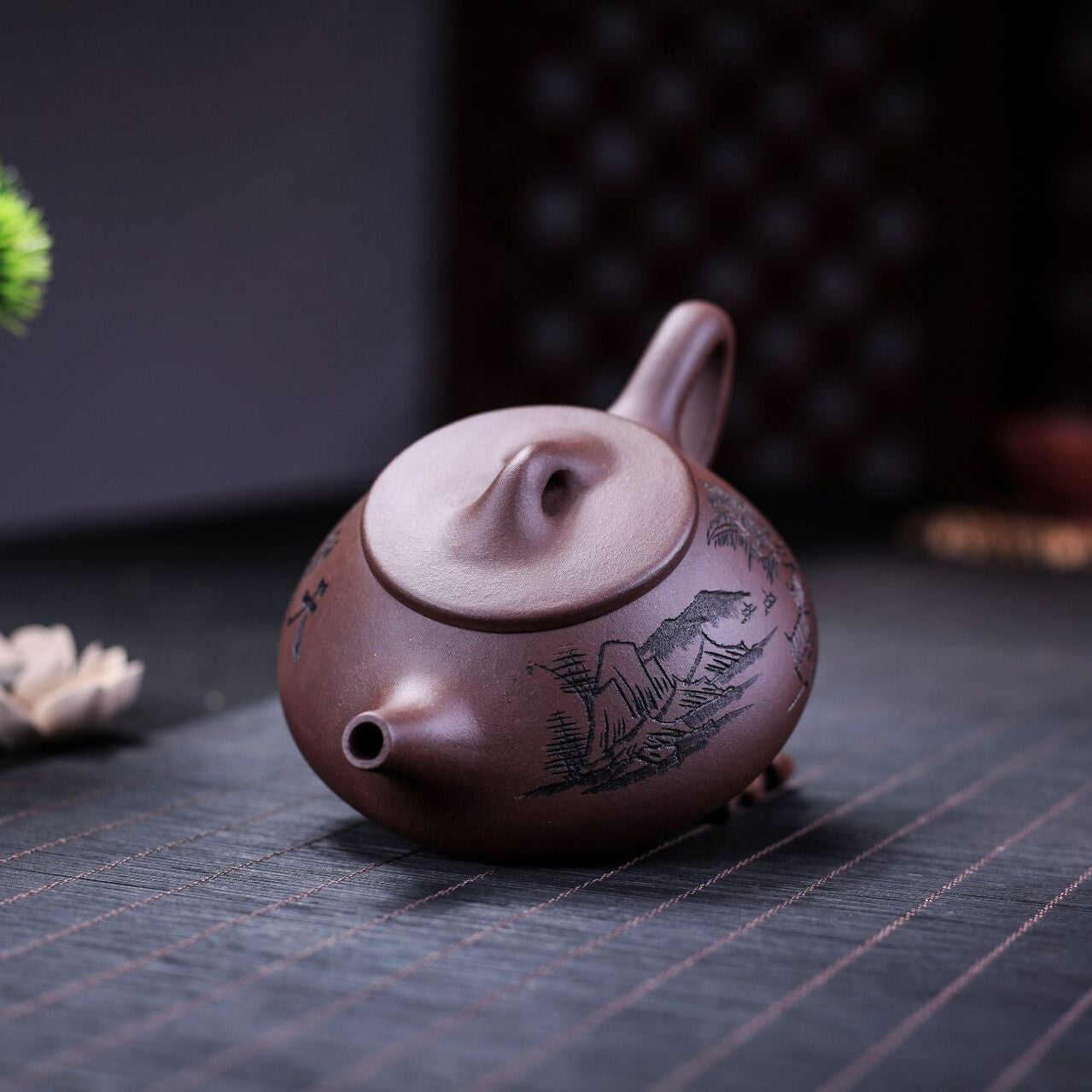 Handmade Carved Tea Pot Real Yixing Zisha Clay Shipiao Pot Ball Shaped Holes New
