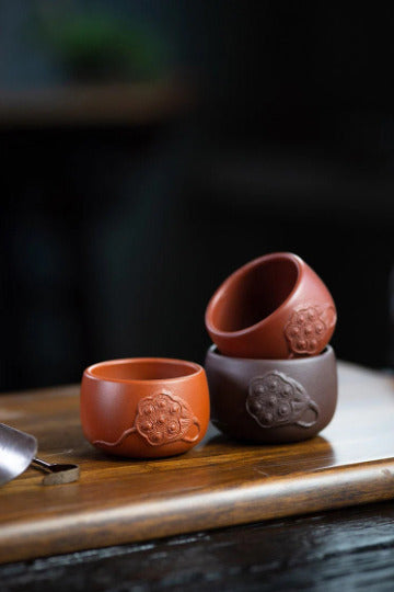 Purple Clay Tea Cup Chinese Kung Fu Cup with Lotus