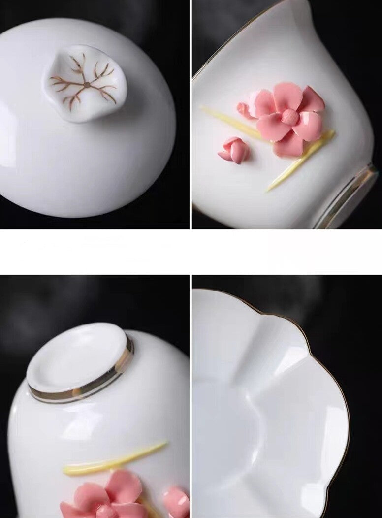 Fat Mutton Jade Porcelain Gaiwan Handmade Craft Ceramic Tureen For Lady 110ml