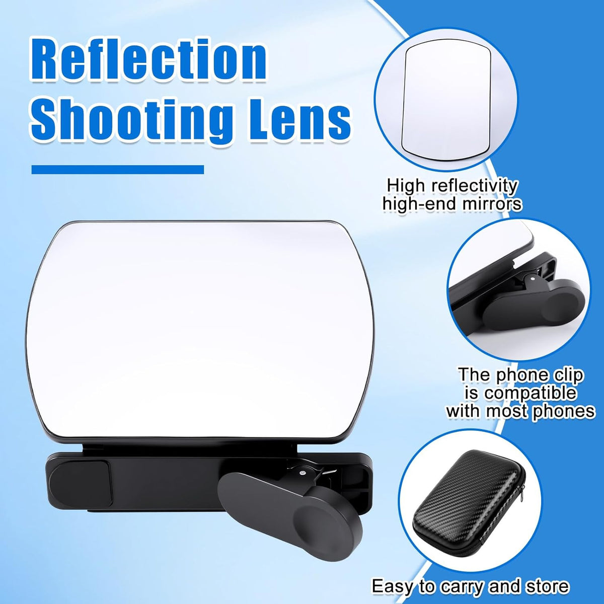 Smartphone Camera Mirror Reflection Clip Kit,Clip Reflection Mirror for Phone Ba