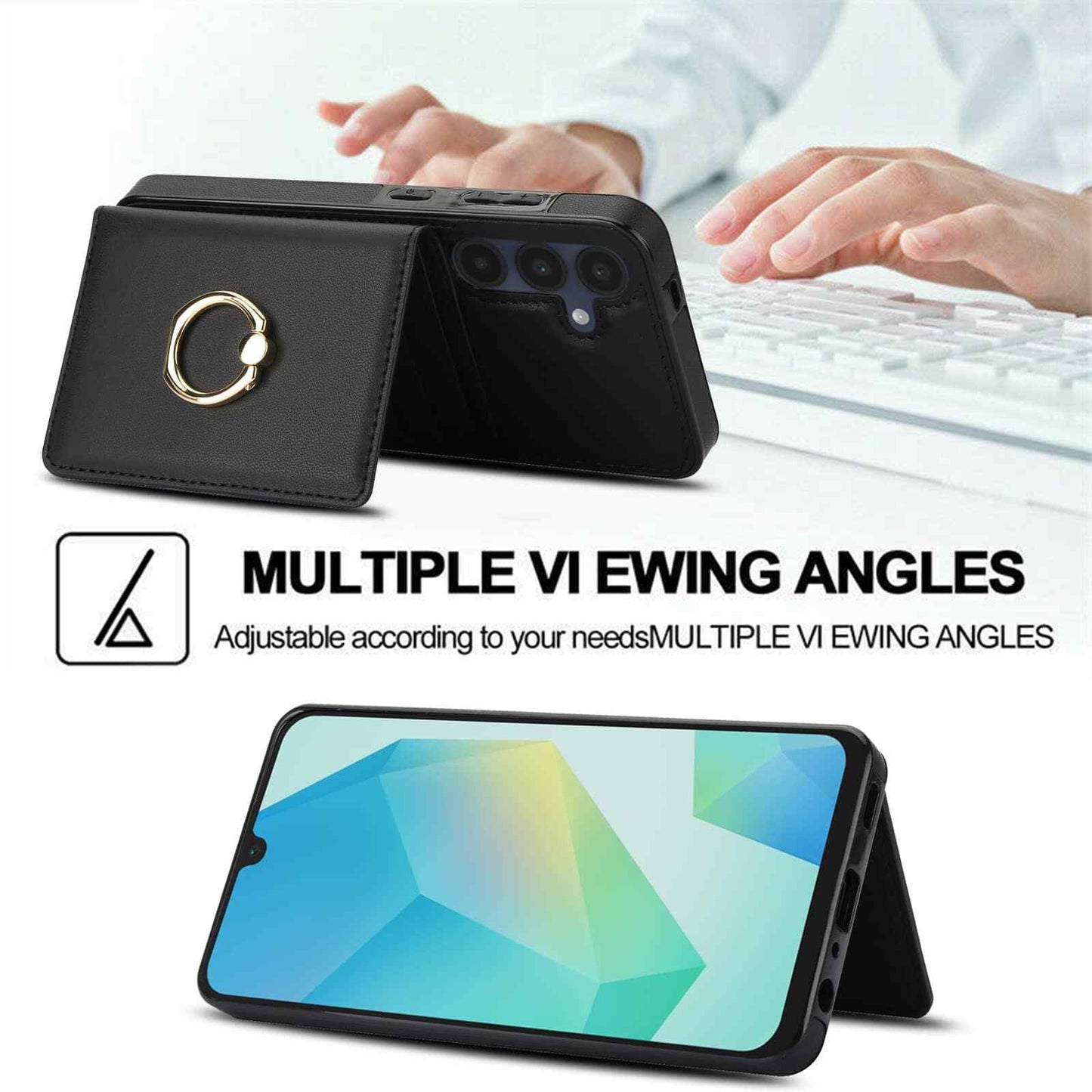 Wallet Case for Samsung Galaxy A16 A26 5G A36 A56 with Card Holder Rotation Ring