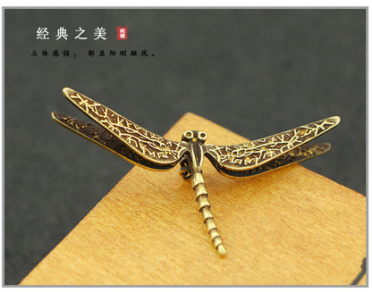 Rare chinese bronze handmade dragonfly statue figure Tea Pet collectable Gift