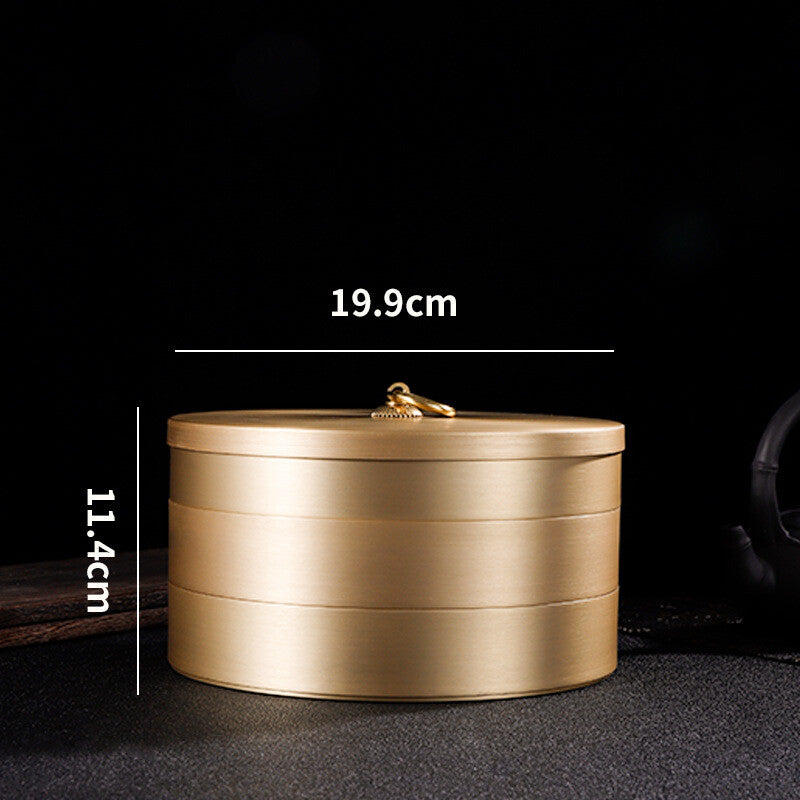 Pure Copper Tea Canister With Lid For Pu'er Tea Cake Handmade Sealed Tea Jar New
