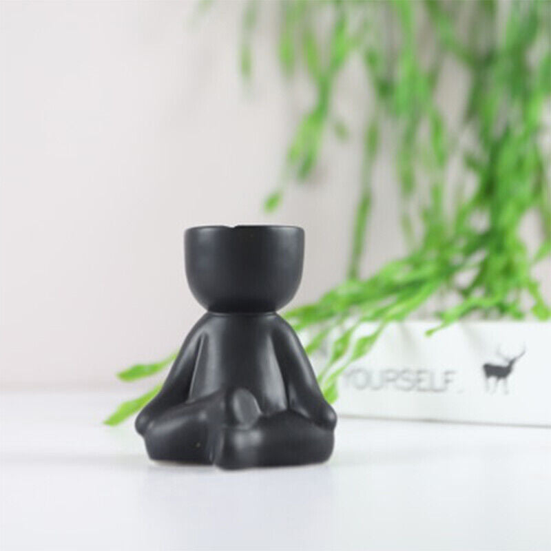 Creative Ceramic Humanoid Statue FlowerPot Succulent Plant Vase Tabletop Planter