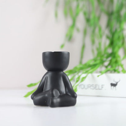 Creative Ceramic Humanoid Statue FlowerPot Succulent Plant Vase Tabletop Planter