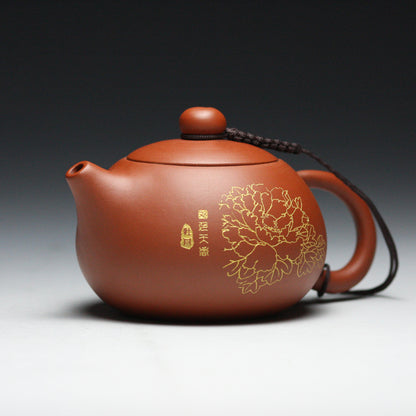 Tea Pot & 2 Cups Matching Tea Cup Xishi Pot Marked Yixing Zisha Purple Clay Pot