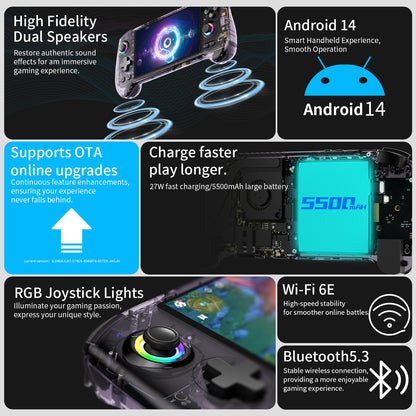 ANBERNIC RG557 5.48" AMOLED HD Screen Android 14 Handheld Game Console 12+256G