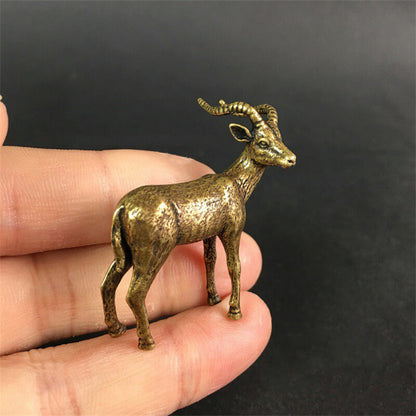 Brass Figurine Antelope Statue Antique Office Decor Gift Collectibles Home Cute;