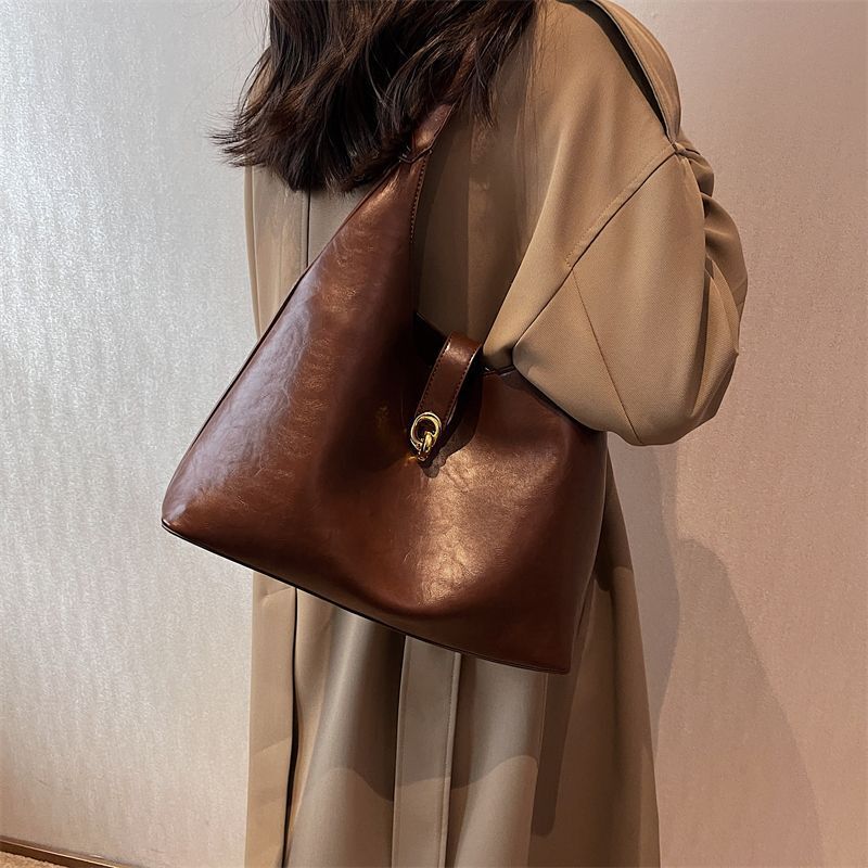 Large Bag Handbags Vintage Shoulder Bags Handbag Brown Synthetic Leather Purse