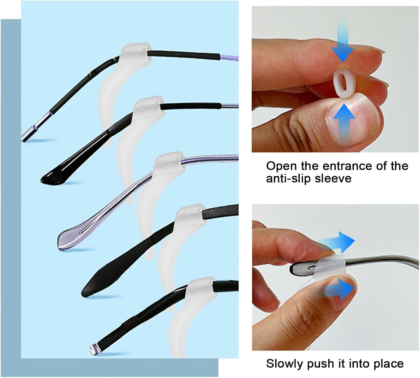 Eye Glasses Ear Grippers,Anti Slip Eyeglasses Ear Grips,Silicone Ear Hooks for S