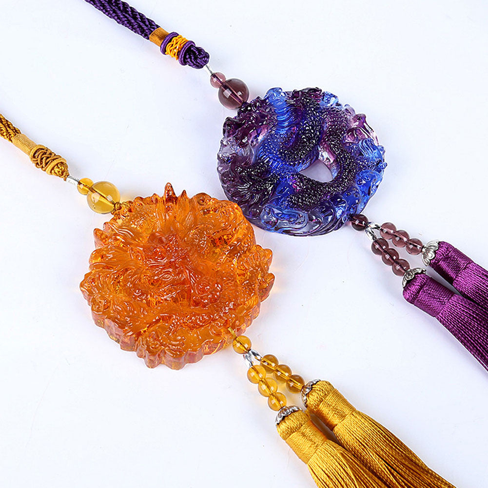 Liuli Crystal Twist Dragon Talisman Car Hanging Ornament Feng Shui Amulet Gift