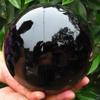 100MM+stand Natural Black Obsidian Sphere Large Crystal Ball Healing Stone
