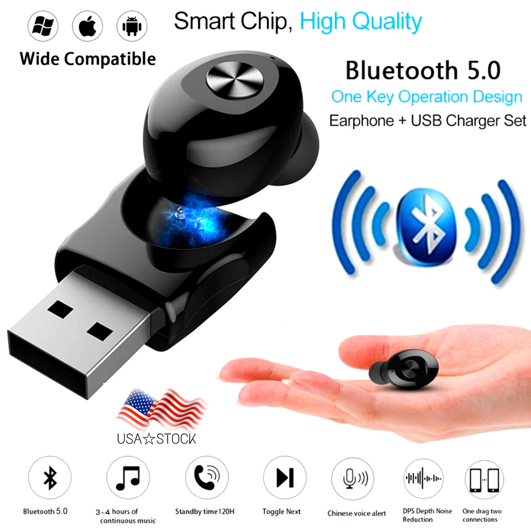 Bluetooth 5.0 Headset Wireless Earphone Mini Earbud Stereo In-Ear Headphone Mic