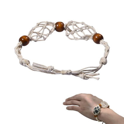 Macrame Bracelet Cord Net Bag Adjustable Empty Without Stone Crystal Gems Holder