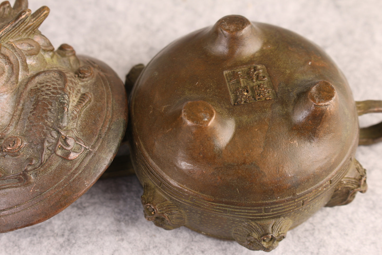 Rare Bronze Dragon Buddha Statue Figure Incense Burner Table Decor Tea Pet