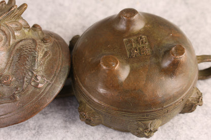 Rare Bronze Dragon Buddha Statue Figure Incense Burner Table Decor Tea Pet