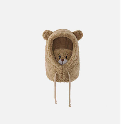 Multi-functional Bear Scarf Face Cover Hat Women Cute Winter Thick Plush Scarf