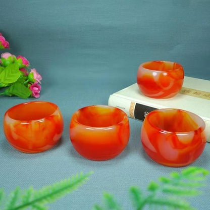 1pc 6.6cm Chinese Natural Red Jade Tea Cup Wine Bowl Kung Fu Tea Set Home Decor