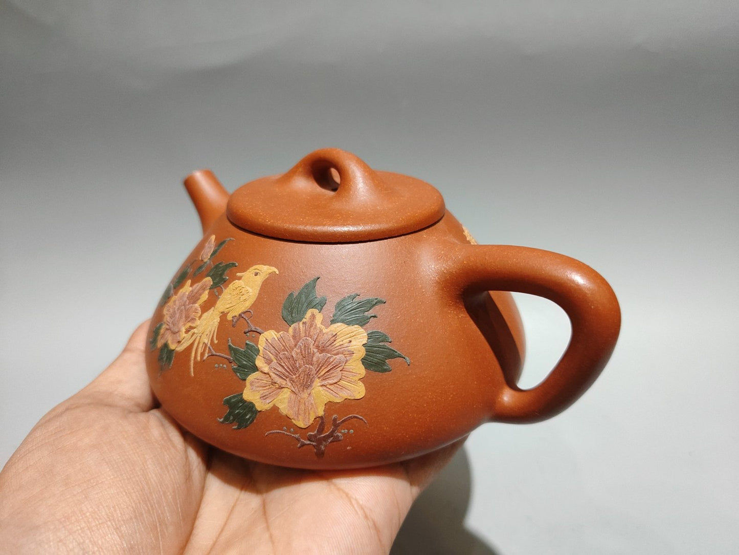 Chinese Yixing Zisha Clay Handmade Exquisite Flowers&Birds Teapot 31319